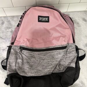 PINK Victoria's Secret Pink and Gray Backpack
